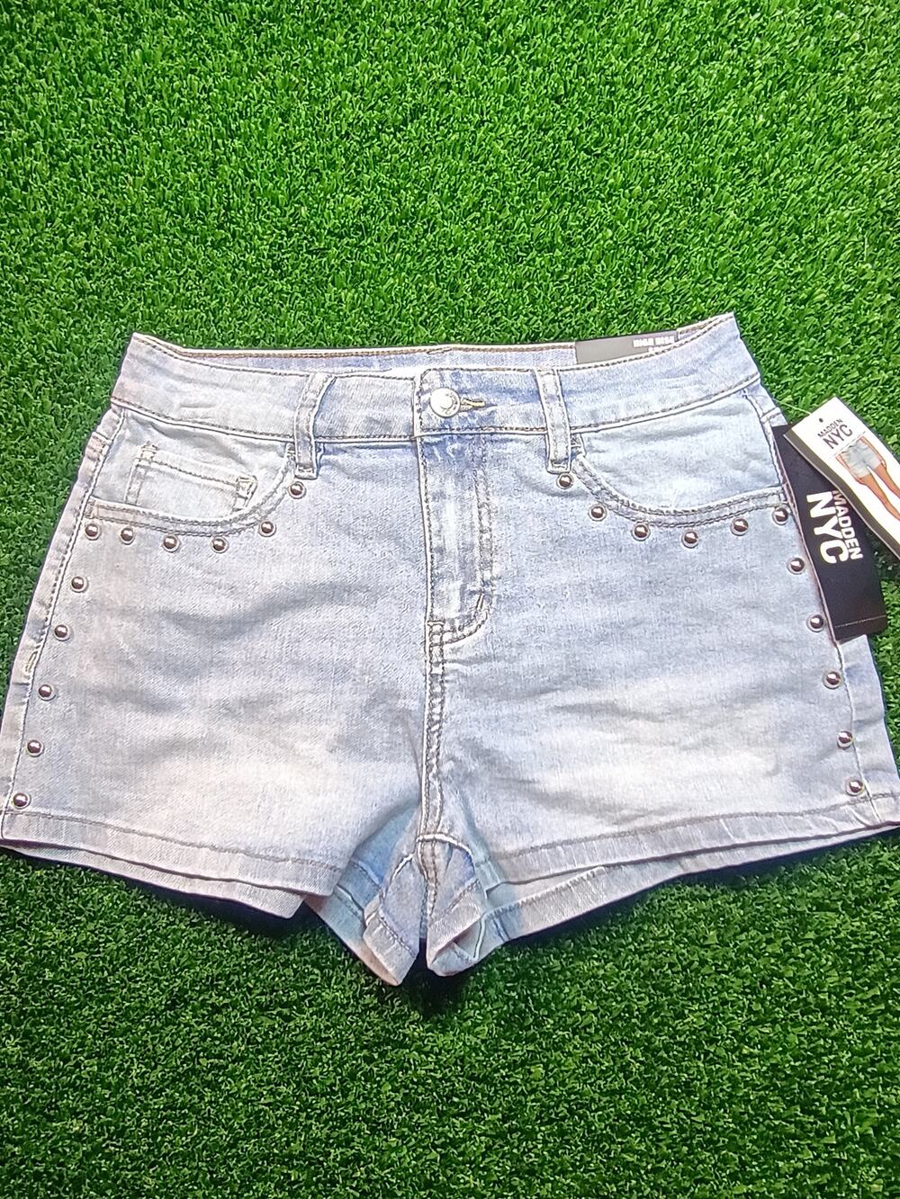 Madden NYC Light Wash Studded Denim Shorts - Size 4 NWT